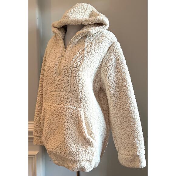 Cabin Fever by Ramatex Sherpa Pullover Hoodie Size Small 1/4 Zip Kanga Pocket - Picture 2 of 8